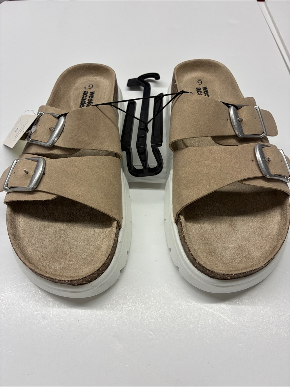 Weekend Academy Double-Buckle Slide Sandals with Platform Size 6